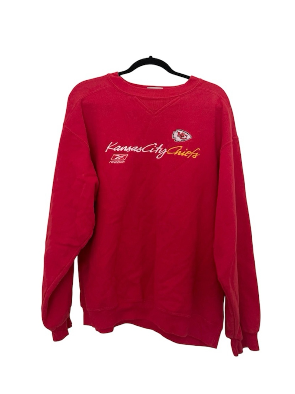 Vintage Reebok Kansas City Chiefs Football Crewneck Red Sweatshirt NFL Large